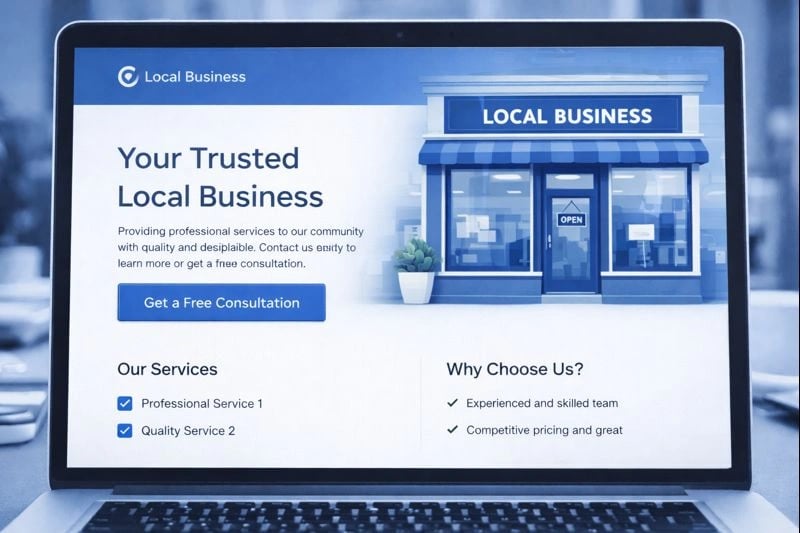 Landing page design with strong call-to-action for local business lead generation