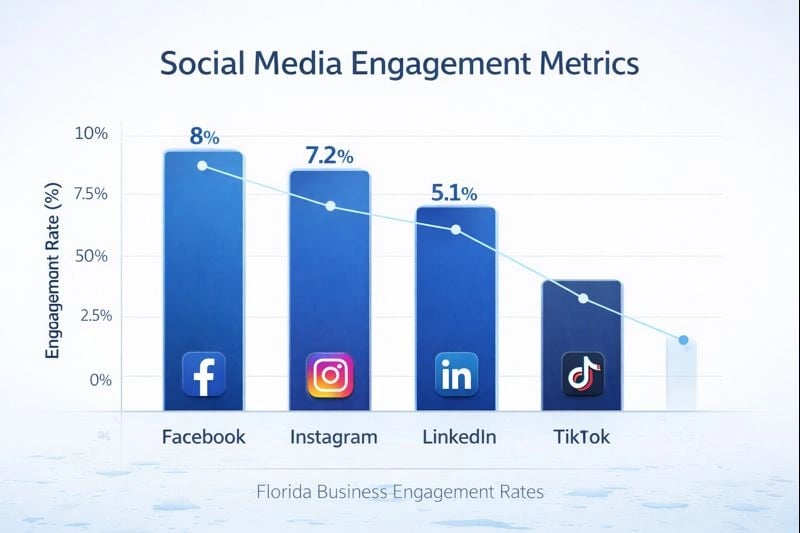 Social media platform engagement metrics for Florida businesses
