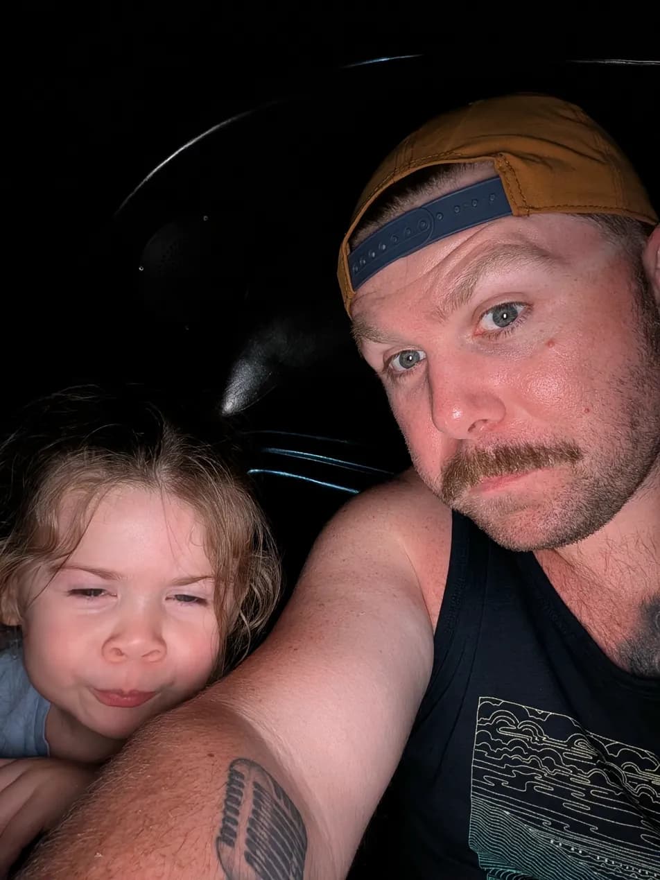 Nathaniel and his daughter on a family outing