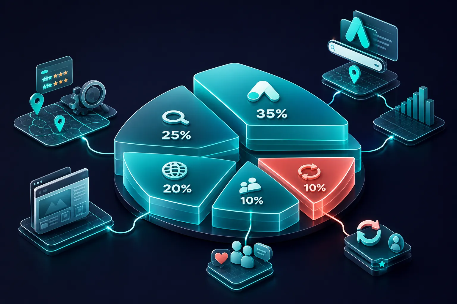 HVAC marketing budget allocation across ads, SEO, website, community, and retention channels