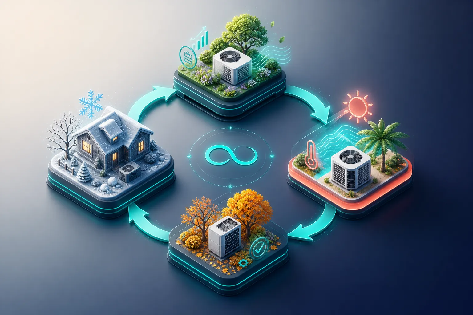 Seasonal HVAC marketing calendar showing campaign shifts across quarters