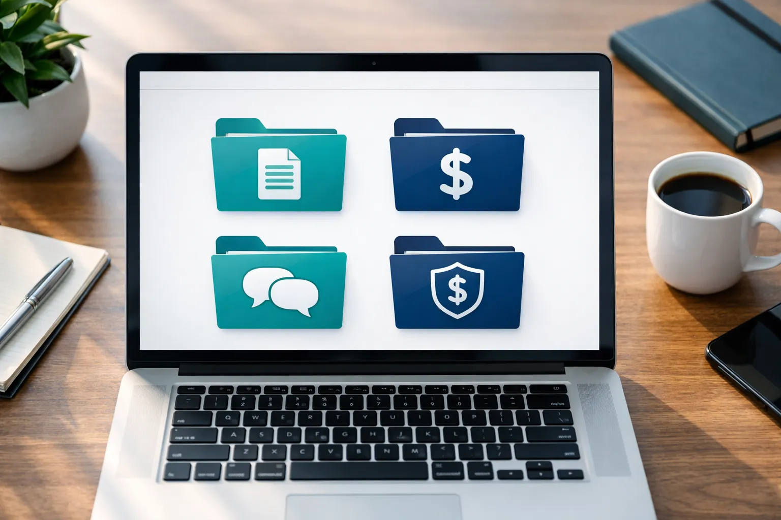 Clean organized digital document library showing categorized folders for governing documents, financials, and meeting minutes in a secure owner portal