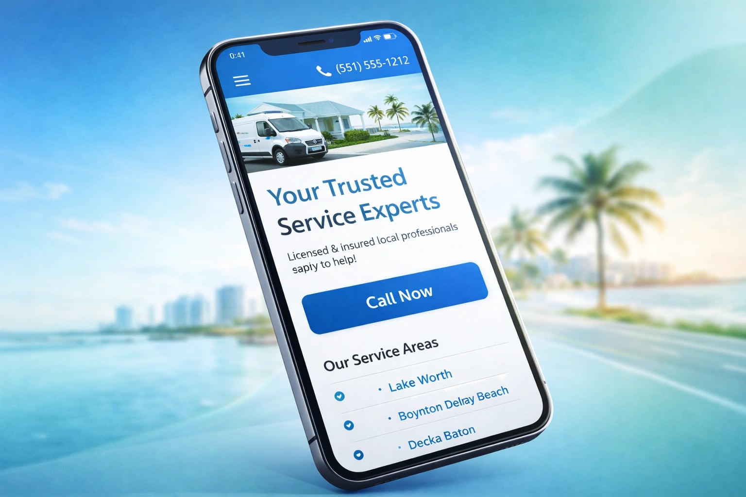 Mobile-friendly website design for a Florida business with clear call-to-action buttons