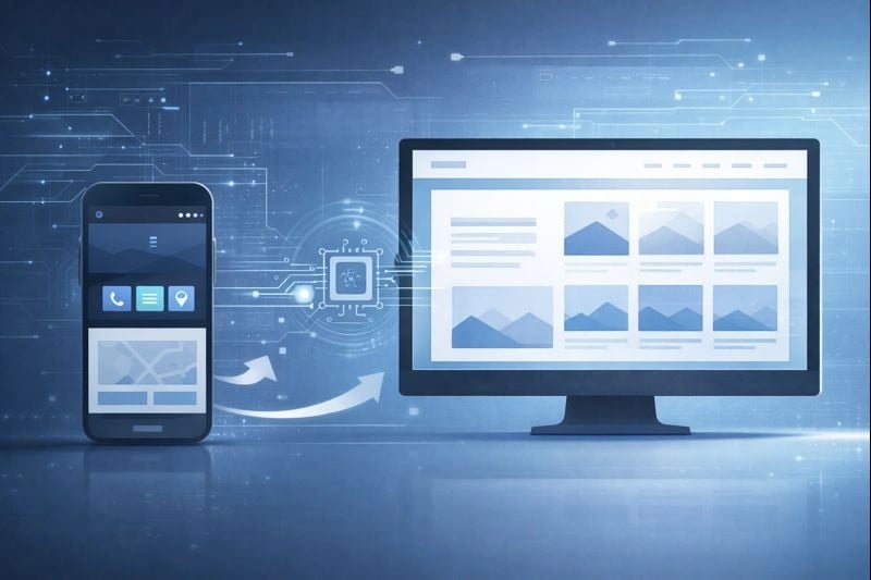 AI-driven adaptive layouts adjusting website content based on user behavior across devices