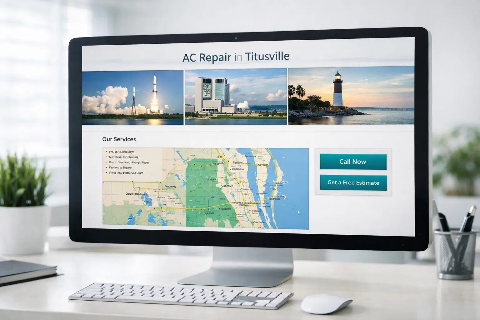 Example of a well-optimized local service page showing Titusville and Brevard County references