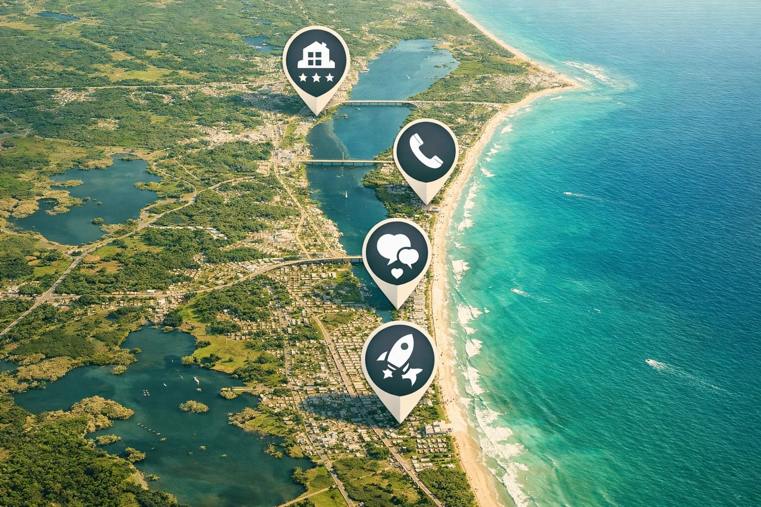 Map of Florida Space Coast highlighting Titusville, Cocoa Beach and Melbourne with business growth indicators