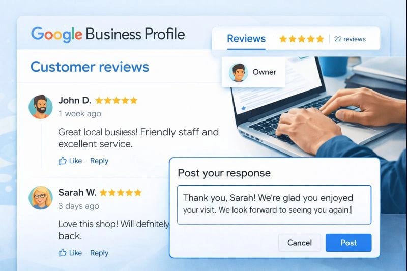 Engaging with reviews on Google Business Profile