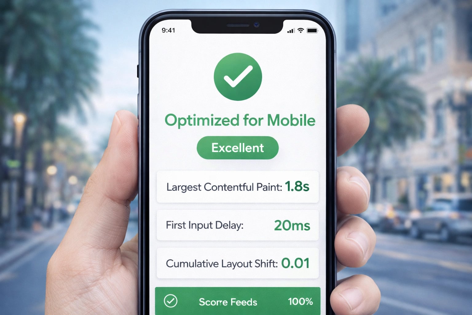 Mobile website loading speed test results for an Orlando business site