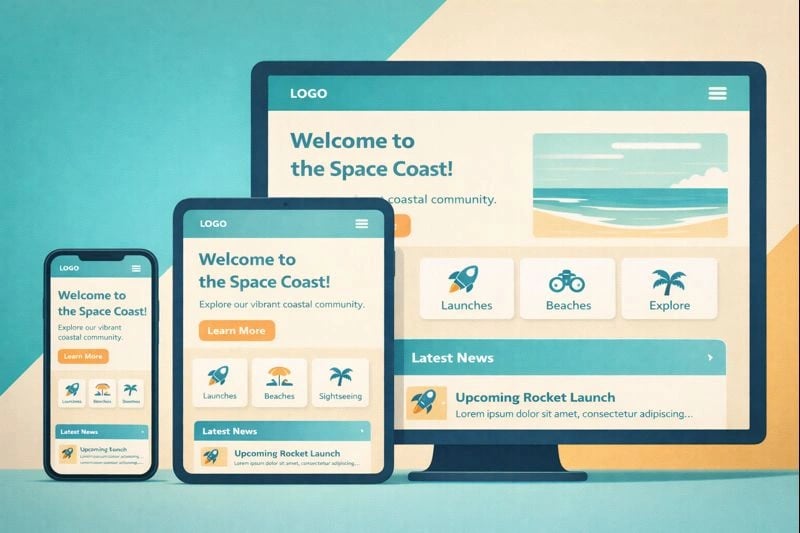 Responsive web design across devices for Space Coast sites