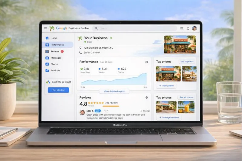 Google Business Profile dashboard for a Florida business