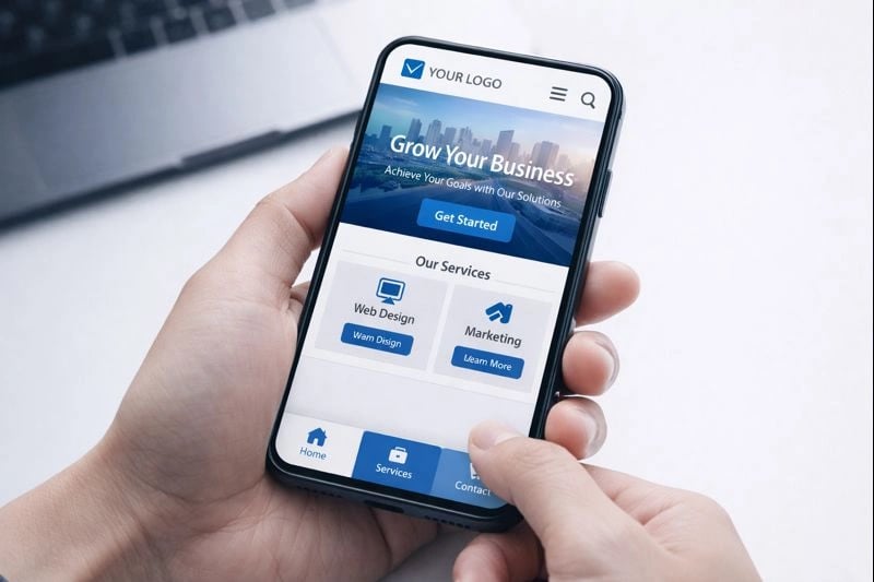 Mobile screen showing thumb-friendly navigation with easy-to-reach buttons