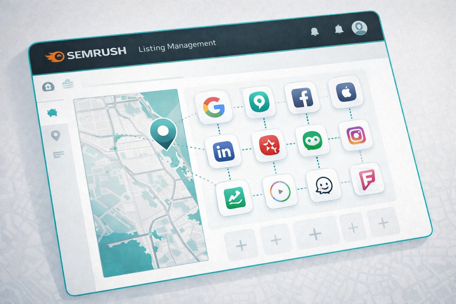 Semrush Listing Management dashboard showing business directory distribution