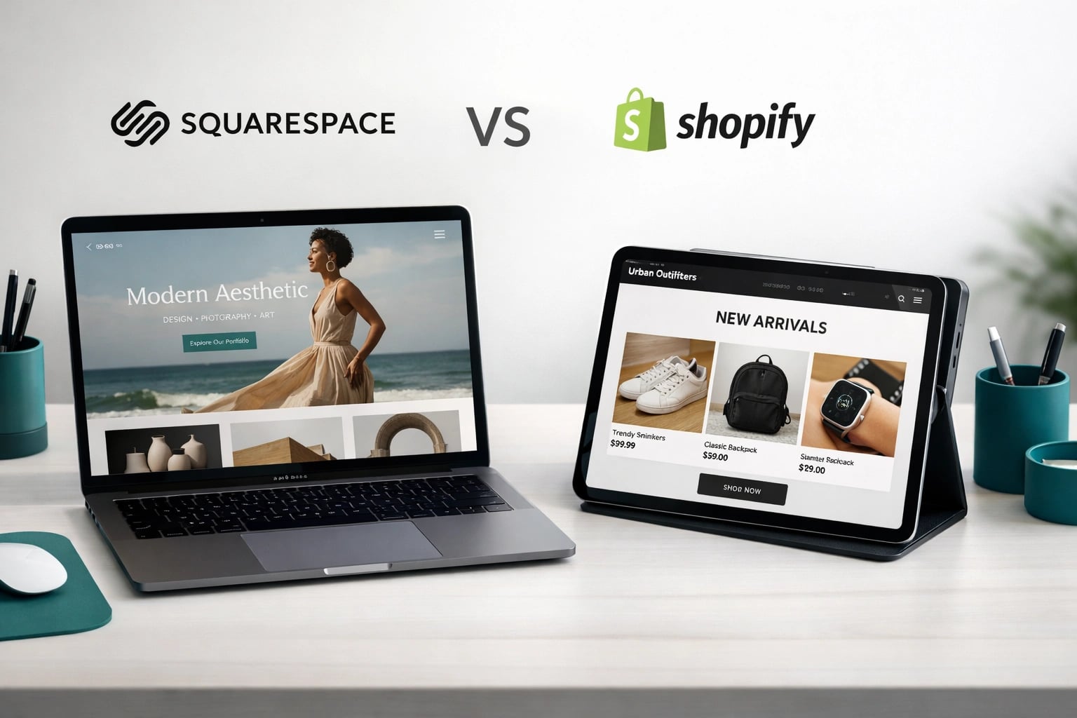 Squarespace versus Shopify comparison for small business websites and online stores
