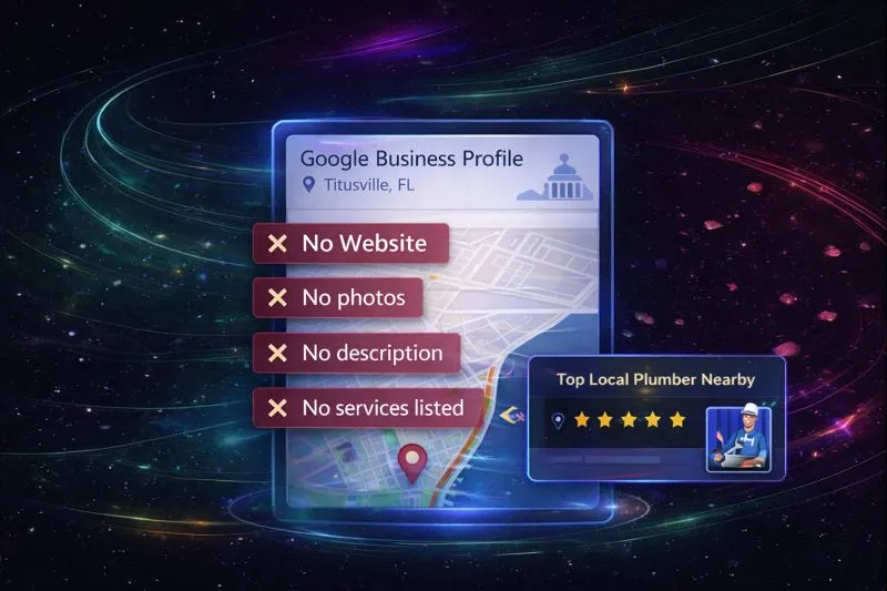 Before and after web design comparison for local service business showing improved mobile optimization and CTA placement