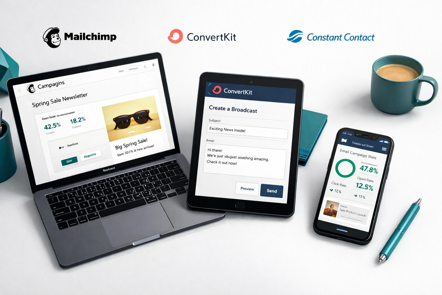Mailchimp vs ConvertKit vs Contact